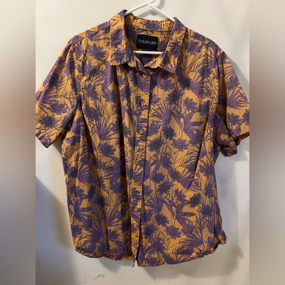 Wildfang Purple and Gold Floral Shirt